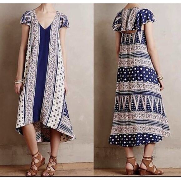 Boho Print High Low Dress Sleeveless Casual Summer Beach Maxi - Picture 1 of 8